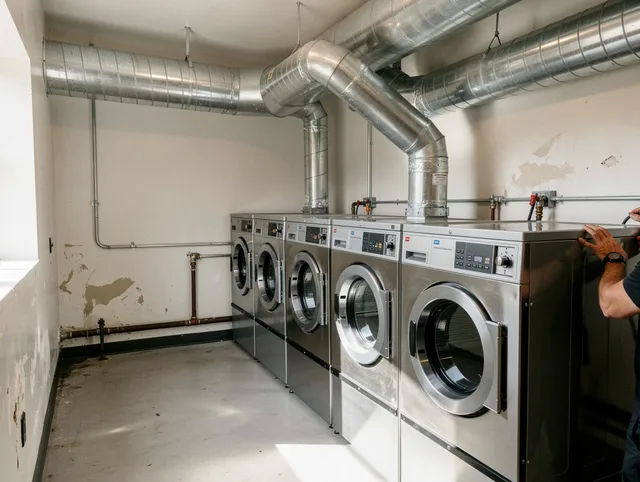 North Ridgeville Dryer Vent Cleaning team performing large-scale commercial dryer vent cleaning in North Ridgeville